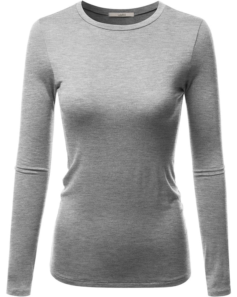 Women's Casual Long Sleeve Crewneck Stretch Slim Fit Basic Top T-Shirt Lbt010-hgrey $9.90 T-Shirts