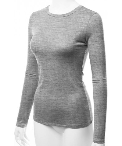 Women's Casual Long Sleeve Crewneck Stretch Slim Fit Basic Top T-Shirt Lbt010-hgrey $9.90 T-Shirts