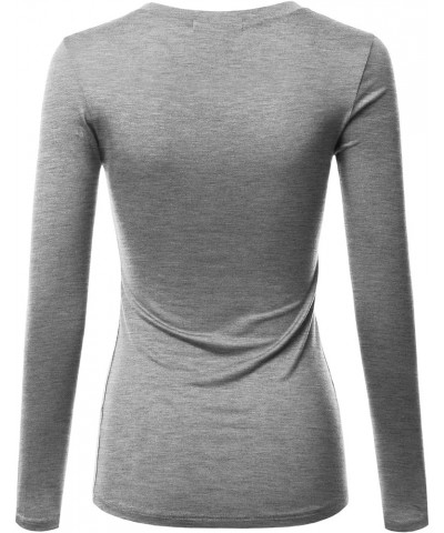 Women's Casual Long Sleeve Crewneck Stretch Slim Fit Basic Top T-Shirt Lbt010-hgrey $9.90 T-Shirts