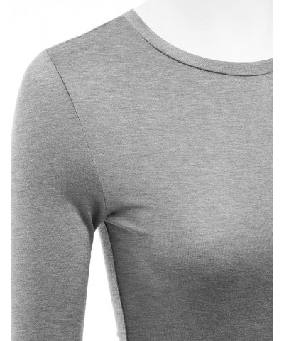 Women's Casual Long Sleeve Crewneck Stretch Slim Fit Basic Top T-Shirt Lbt010-hgrey $9.90 T-Shirts