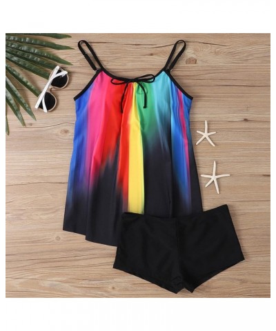 Womens Tankini Swimsuits with Skirt Two Piece Ruched Bathing Suits Push Up Swimwear 05-multicolor $13.99 Swimsuits