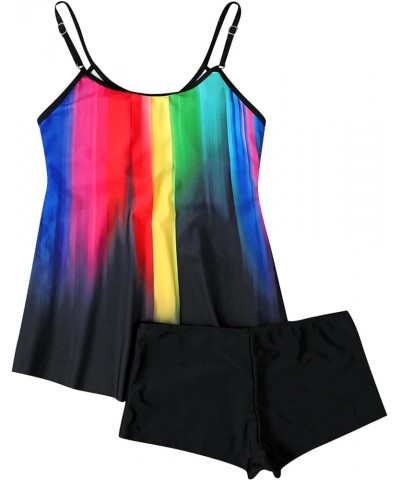 Womens Tankini Swimsuits with Skirt Two Piece Ruched Bathing Suits Push Up Swimwear 05-multicolor $13.99 Swimsuits