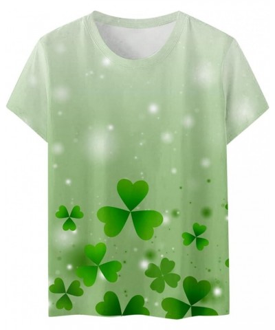 St Patricks Day Shirt Women Fashion Casual Top Shirt Short Sleeve Round Neck Printed Tshirt St Patricks Day White-2 $11.01 T-...