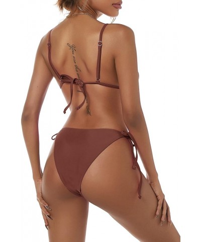 Women's Triangle Bikini Floral String Bikini Set Two Piece Swimsuit Bathing Suits 1-brown $16.77 Swimsuits