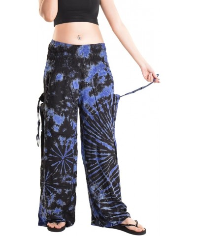 Women's Cold Dyed Wide Leg Palazzo Yoga Tie Dye Pants Modern Blue $21.00 Pants