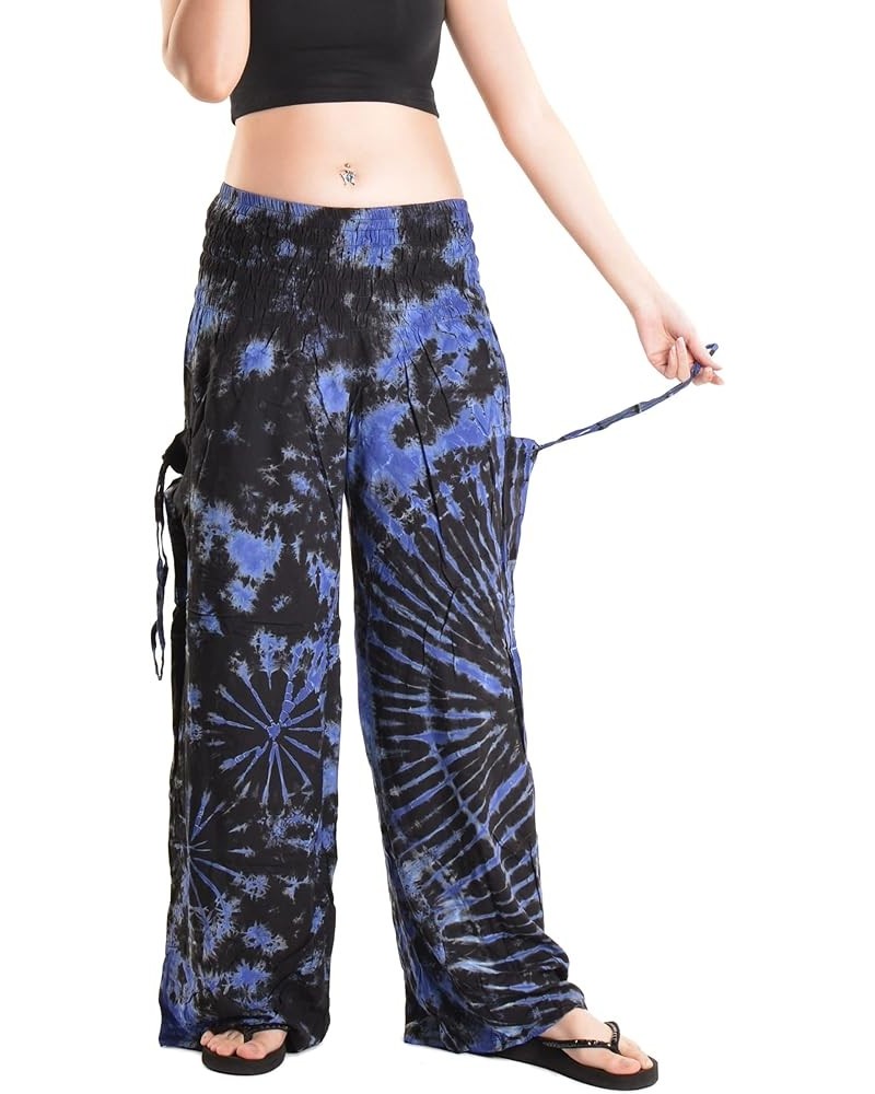 Women's Cold Dyed Wide Leg Palazzo Yoga Tie Dye Pants Modern Blue $21.00 Pants