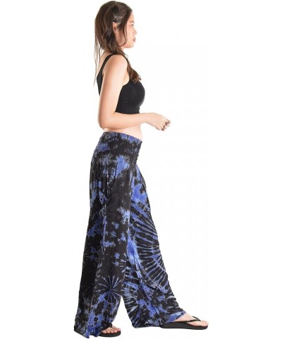 Women's Cold Dyed Wide Leg Palazzo Yoga Tie Dye Pants Modern Blue $21.00 Pants