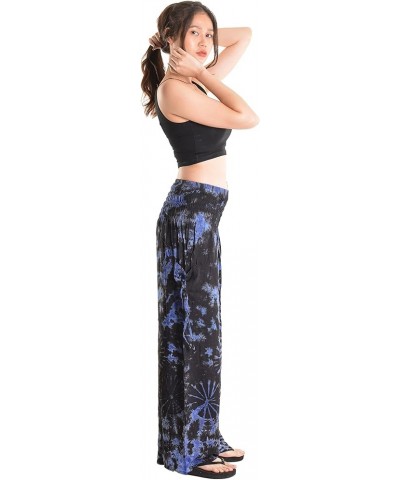 Women's Cold Dyed Wide Leg Palazzo Yoga Tie Dye Pants Modern Blue $21.00 Pants