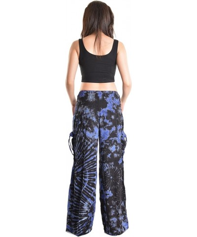 Women's Cold Dyed Wide Leg Palazzo Yoga Tie Dye Pants Modern Blue $21.00 Pants