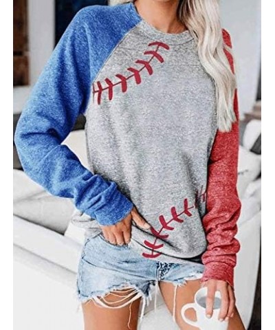 Baseball Pullover Tops for Women Raglan Long Sleeve Sweatshirt Casual Round Neck Blouse 1-gray $10.60 Hoodies & Sweatshirts