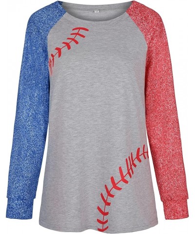 Baseball Pullover Tops for Women Raglan Long Sleeve Sweatshirt Casual Round Neck Blouse 1-gray $10.60 Hoodies & Sweatshirts