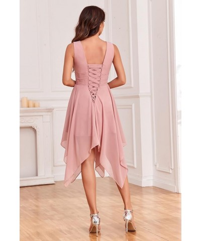 Women's Short Bridesmaid Dresses 2023 V Neck Ruched Chiffon Formal Cocktail Party Dress Burgundy $25.80 Dresses