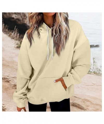 Womens Gradient Hoodie Casual Oversized Hooded Sweatshirts Loose Fit Drawstring Trendy Pullover Tops 2024 Spring New 100-beig...