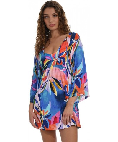 Women's Standard Short Sleeve Tunic Cover Up Dress Multi//Feelin' Fine Floral $10.07 Swimsuits