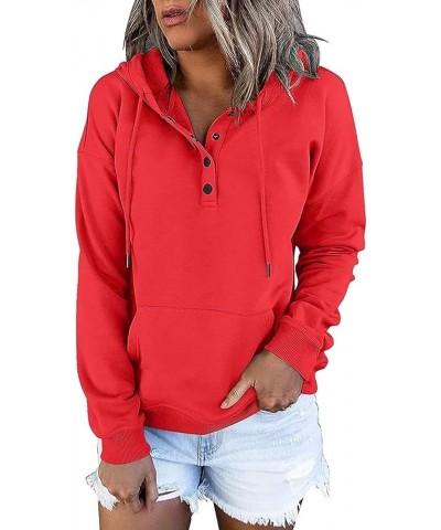 Womens 2023 Fall Fashion Hoodies Pullover Tops Casual Long Sleeve Button Up Sweatshirts Y2k Teen Girl Street Hoodies A01_red ...