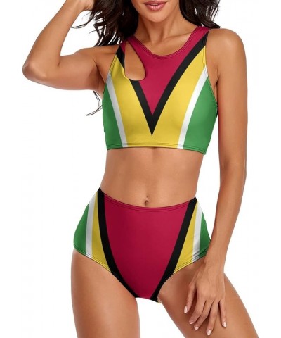 Bikini Guyana Flag Bathing Suit Women's Swimwear Split Skirt Suit Tummy Control Swimsuits XXL Small Style-14 $26.77 Swimsuits