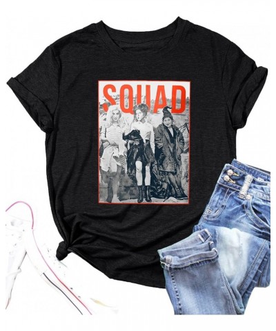 Sanderson Sister Squad Cute T Shirt Halloween Graphic Tees for Women Hocus Pocus Funny Shirts Fall Casual Tops Black $10.08 T...