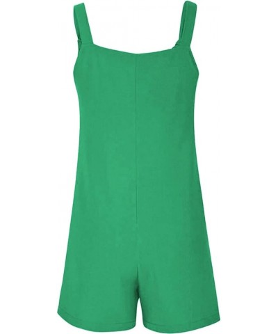 Women's Causal Jumpsuits Summer Sleeveless Rompers Plus Size Wide Leg Loose Baggy Suspender Short Overalls with Pockets K- Gr...