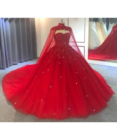 Women's Quinceanera Dress with Cape Lace Sequins Formal Ball Gowns Sweetheart Blush $64.80 Dresses