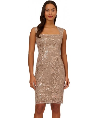 Women's Floral Sequin Sheath Dress Cashmere $41.54 Dresses