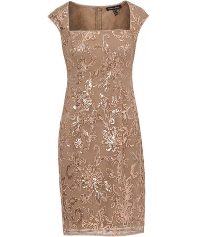 Women's Floral Sequin Sheath Dress Cashmere $41.54 Dresses