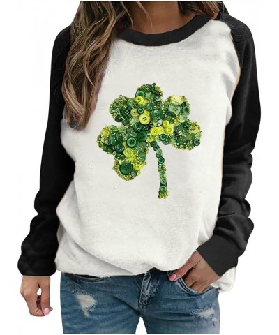 Women's St Patrick's Day Sweatshirt Green Wine Glass Printed Sweatshirts Lady Hawaiian Shirt Shamrock Ireland Pullover 16 $12...