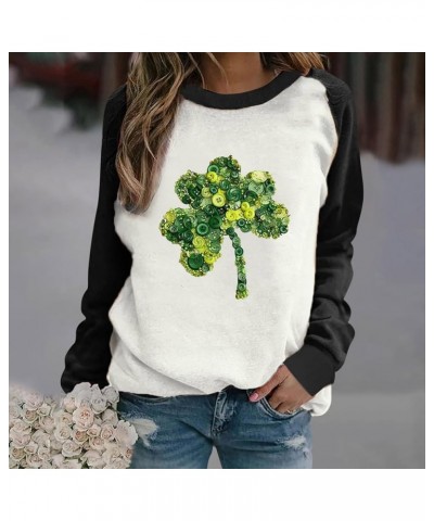 Women's St Patrick's Day Sweatshirt Green Wine Glass Printed Sweatshirts Lady Hawaiian Shirt Shamrock Ireland Pullover 16 $12...