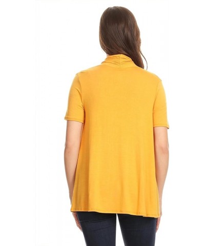 Women's Casual Basic Short Sleeves Open Front Draped Solid Cardigan Mcd00087 Mustard $13.17 Sweaters