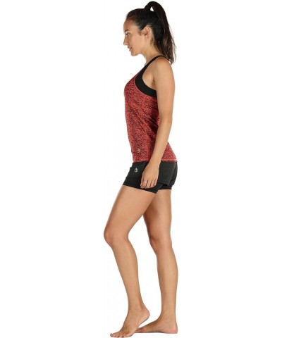 Women's Activewear Workout Yoga Spaghetti Strap Racerback Tank Top with Built in Bra Burnt Ochre $14.21 Activewear