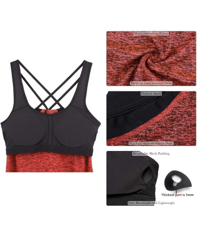 Women's Activewear Workout Yoga Spaghetti Strap Racerback Tank Top with Built in Bra Burnt Ochre $14.21 Activewear