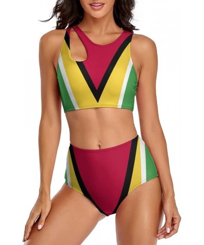 Bikini Guyana Flag Bathing Suit Women's Swimwear Split Skirt Suit Tummy Control Swimsuits XXL Small Style-14 $26.77 Swimsuits