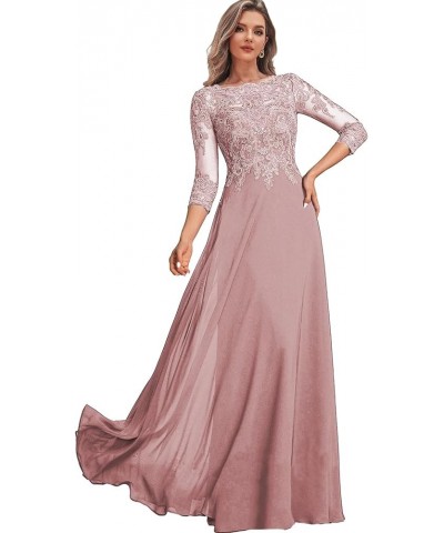 Women's Lace Mother of The Bride Dresses Long for Wedding Chiffon Long Formal Evening Dress with Sleeves Burgundy $48.22 Dresses