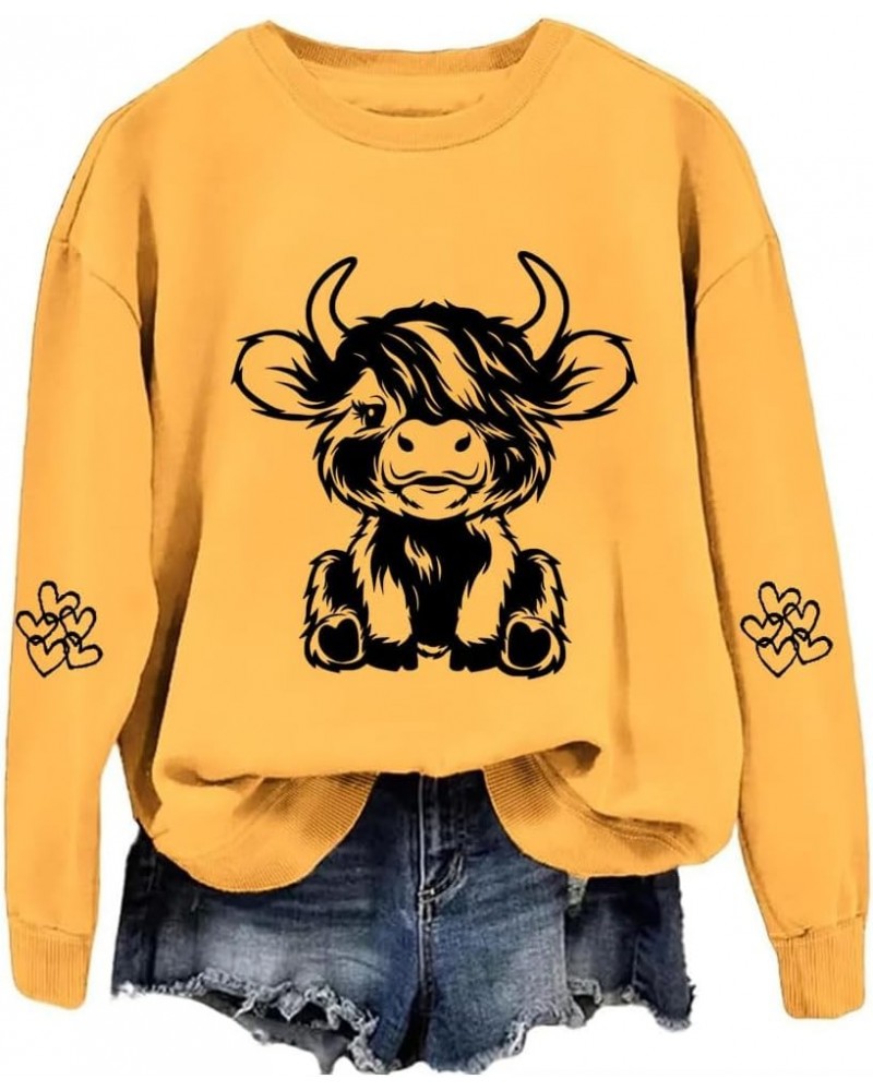 Highland Cow Sweatshirts for Women Cow Sweatshirts for Women Western Cow Print Shirt Country Western Sweatshirt Yellow $17.84...