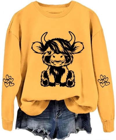 Highland Cow Sweatshirts for Women Cow Sweatshirts for Women Western Cow Print Shirt Country Western Sweatshirt Yellow $17.84...