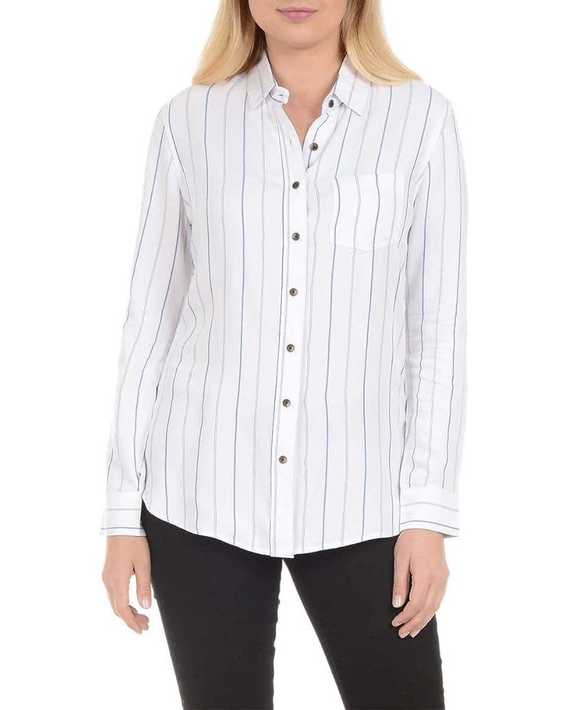 Ladies' Button Down Shirt Blue,white $8.16 Blouses