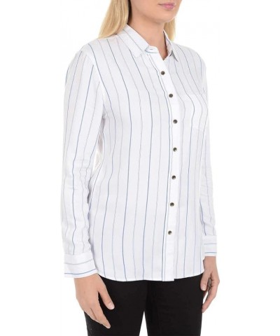 Ladies' Button Down Shirt Blue,white $8.16 Blouses