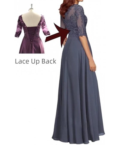 Women's Mother of The Bride Dresses for Wedding with Sleeves Long Lace Applique Formal Evening Gown Ocean Blue $38.71 Dresses