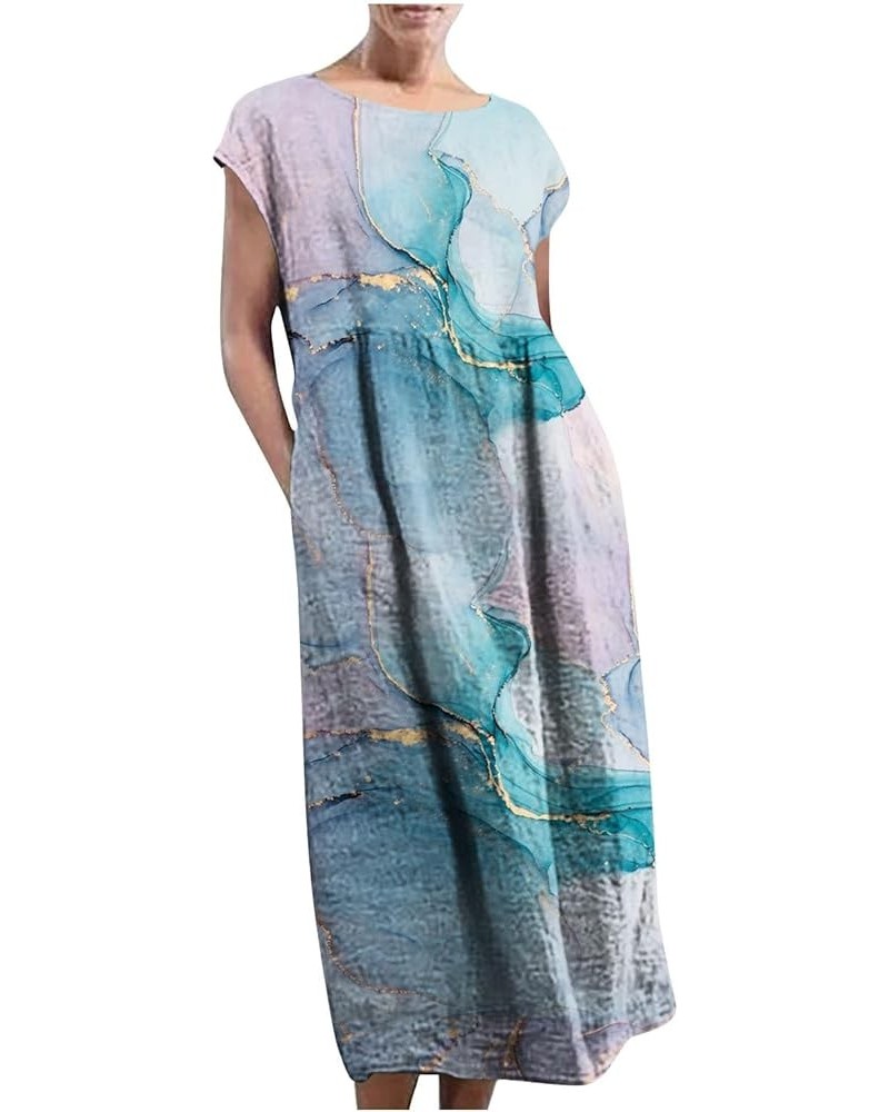 Linen Dresses for Women Midi Length Summer Maxi Crewneck Baggy Long Dress with Pockets Loose Sleeveless New-39 $15.80 Dresses