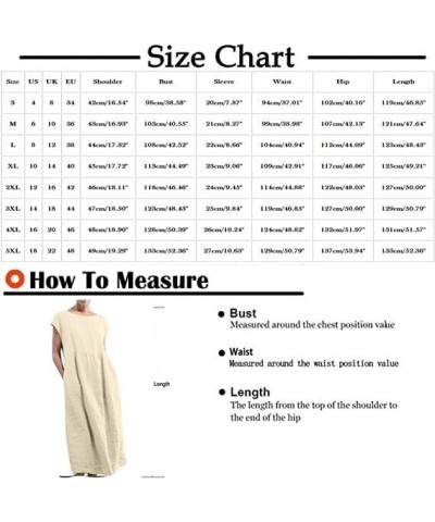 Linen Dresses for Women Midi Length Summer Maxi Crewneck Baggy Long Dress with Pockets Loose Sleeveless New-39 $15.80 Dresses