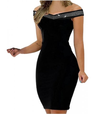 Cocktail Dresses,Womens Sexy Sparkly One Shoulder Midi Dress Elegant Smocked Slit Bodycon Dresses H-black $12.41 Activewear