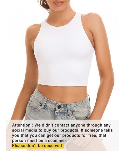 Workout Crop Tops for Women Cropped Racerback Halter Neck Shirts Sleeveless Yoga Tops Pack White $11.90 Activewear