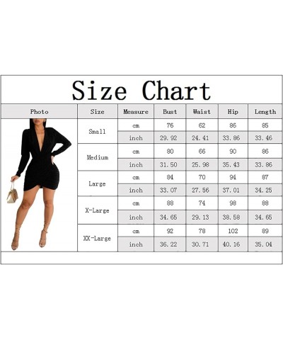 Women's Sexy V Neck Bodycon Mini Dress Long Sleeve Sequin Ruched Club Party Dresses Black $16.81 Dresses