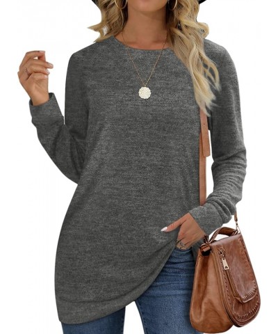 Sweatshirts for Women Crew Neck Long Sleeve Plain Fashion Casual Tops 02-darkgrey $18.14 Tops