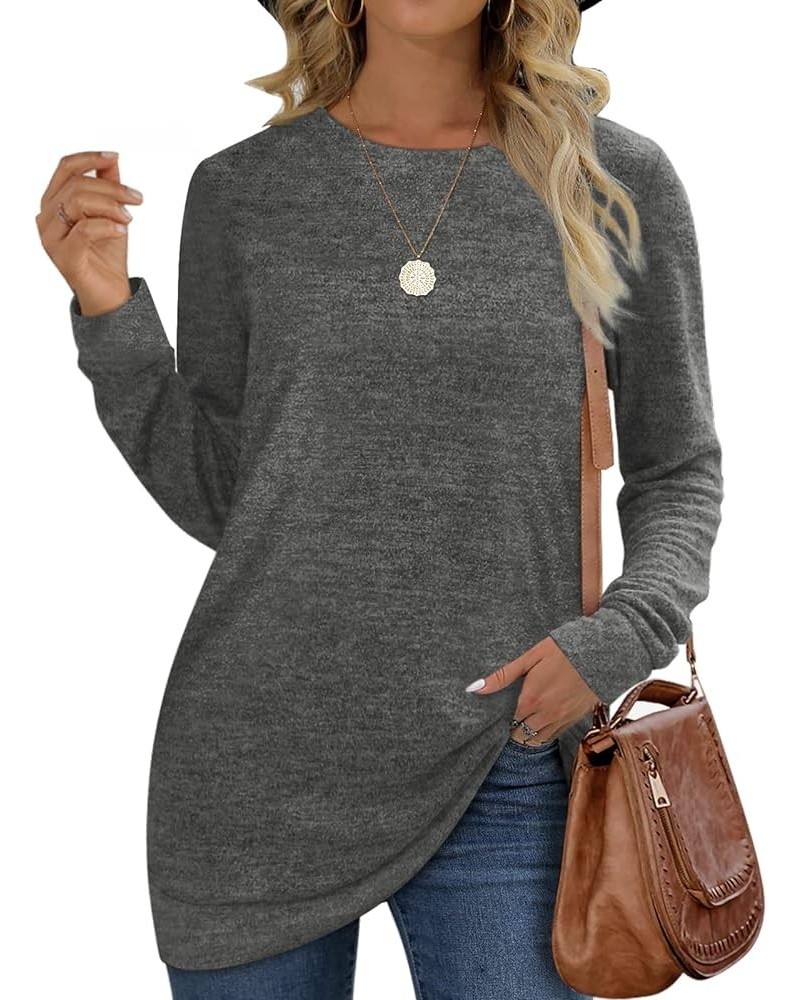 Sweatshirts for Women Crew Neck Long Sleeve Plain Fashion Casual Tops 02-darkgrey $18.14 Tops