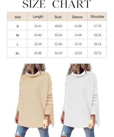 Women's Mock Turtleneck Sweater Long Batwing Sleeve Split Hem Casual Oversized Knit Pullover Tunic Tops Purple $29.49 Sweaters