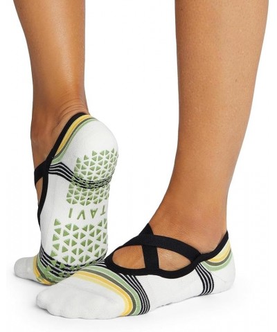 Chloe Fashion Criss-Cross Grip Socks for Barre, Pilates and Yoga Coconut Vibe $12.22 Activewear