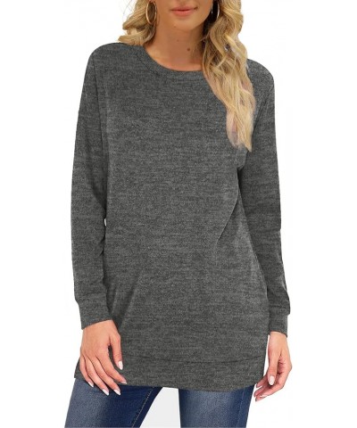 Sweatshirts for Women Crew Neck Long Sleeve Plain Fashion Casual Tops 02-darkgrey $18.14 Tops