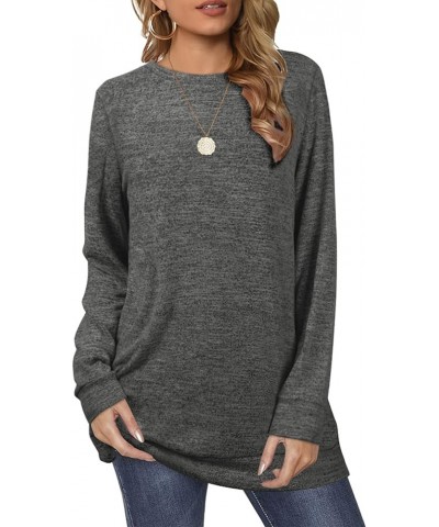 Sweatshirts for Women Crew Neck Long Sleeve Plain Fashion Casual Tops 02-darkgrey $18.14 Tops