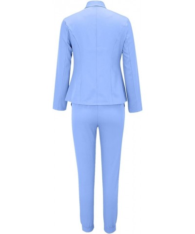 Blazer Sets Women 2 Piece Outfits Business Pantsuit Casual Fashion Pants Suits Solid Open Front Elegant Dressy Sets 03-blue $...