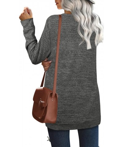 Sweatshirts for Women Crew Neck Long Sleeve Plain Fashion Casual Tops 02-darkgrey $18.14 Tops